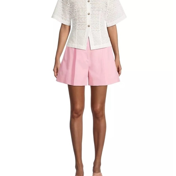 REBECCA TAYLOR COTTON SUITING TAILORED SHORTS PAILE ORCHID SIZE 0 - Picture 2 of 7